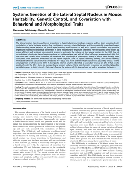 Systems Genetics of the Lateral Septal Nucleus in Mouse: Heritability, Genetic Control, and Covariation with Behavioral and Morphological Traits