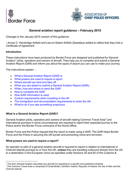 General Aviation Report Guidance – February 2015