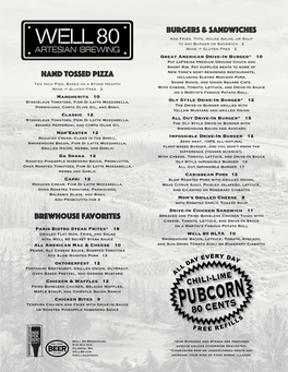 BURGERS & SANDWICHES HAND TOSSED PIZZA Brewhouse Favorites