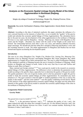 Analysis on the Economic Spatial Linkage Gravity Model of the Urban