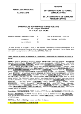 COMMUNAUTE DE COMMUNES TERRES DE SAÔNE 67 Rue François Mitterrand 70170 PORT SUR SAÔNE