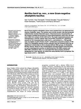 Bacillus Horti Sp. Nov., a New Gram-Negative a I Ka I I P H I I Ic Baci