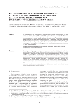 (Galicia, Spain). Erosion Phases and Post-Depositional Processes in Nw Iberia