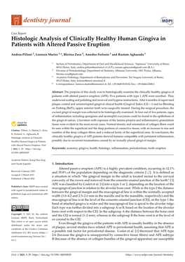 Histologic Analysis of Clinically Healthy Human Gingiva in Patients with Altered Passive Eruption