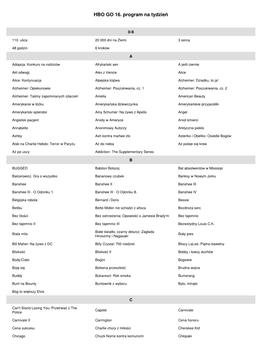 HBOGO Week Schedule