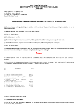 ANSWERED ON:14.12.2005 TELEPHONE FACILITIES in KARNATAKA Saradgi Shri Iqbal Ahmed