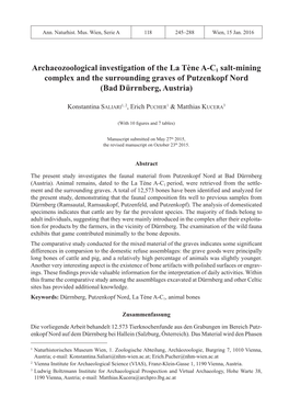 Archaeozoological Investigation of the La Tène A-C1 Salt-Mining Complex and the Surrounding Graves of Putzenkopf Nord (Bad Dürrnberg, Austria)