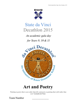 State Da Vinci Decathlon 2015 Art and Poetry