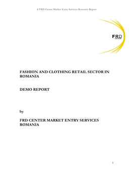 Fashion and Clothing Retail Sector in Romania 2010