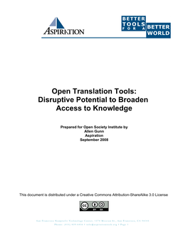 Open Translation Tools: Disruptive Potential to Broaden Access to Knowledge