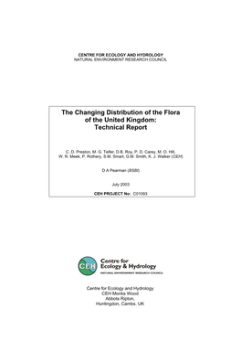 The Changing Distribution of the Flora of the United Kingdom: Technical Report
