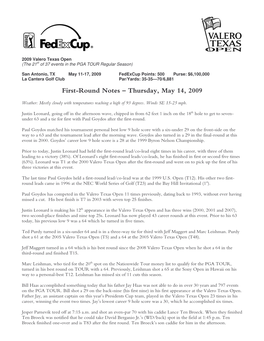 First-Round Notes – Thursday, May 14, 2009