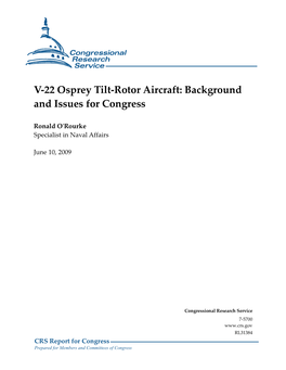 V-22 Osprey Tilt-Rotor Aircraft: Background and Issues for Congress