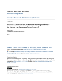 Extending Chemical Perturbations of the Ubiquitin Fitness Landscape in a Classroom Setting [Preprint]