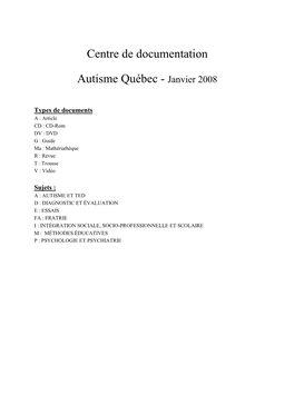 Centre De Documentation Janvier 08.Rtf