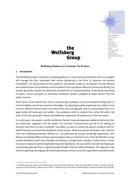 Wolfsberg Guidance on Customer Tax Evasion