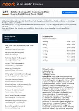 26 Bus Køreplan & Linjerutekort