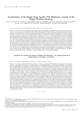 Geochemistry of the Panjal Traps Basalts (NW Himalaya): Records of the Pangea Permian Break-Up