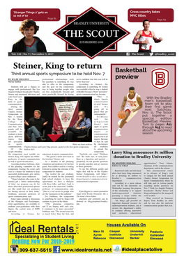 Steiner, King to Return Basketball Third Annual Sports Symposium to Be Held Nov