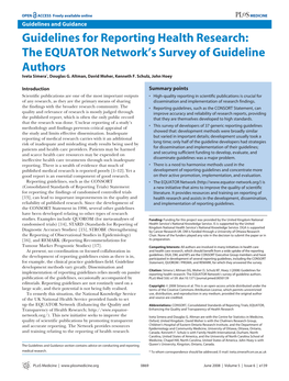 The EQUATOR Network's Survey of Guideline Authors