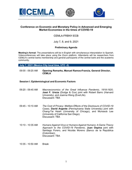 Conference on Economic and Monetary Policy in Advanced and Emerging Market Economies in the Times of COVID-19