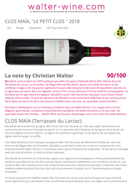 La Note by Christian Walter CLOS MAÏA (Terrasses Du Larzac)