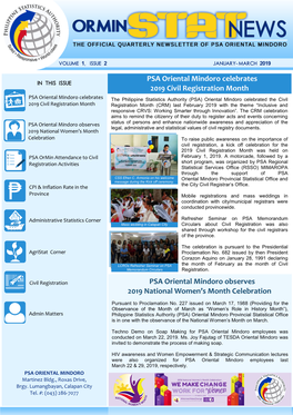 PSA Oriental Mindoro Celebrates 2019 Civil Registration Month PSA