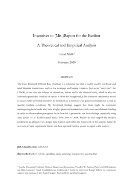 Report for the Euribor a Theoretical and Empirical Analysis