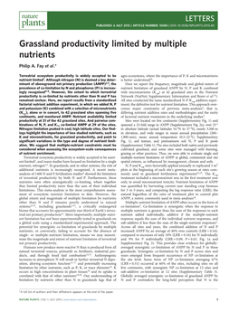 Grassland Productivity Limited by Multiple Nutrients Philip A