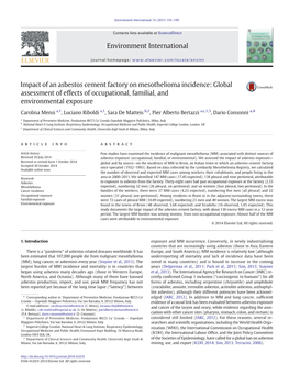 Impact of an Asbestos Cement Factory on Mesothelioma Incidence: Global Assessment of Effects of Occupational, Familial, and Environmental Exposure