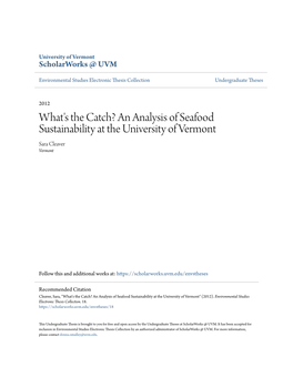 An Analysis of Seafood Sustainability at the University of Vermont Sara Cleaver Vermont