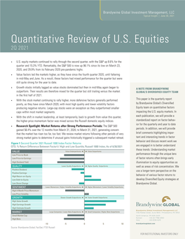Quantitative Review of U.S. Equities 2Q 2021