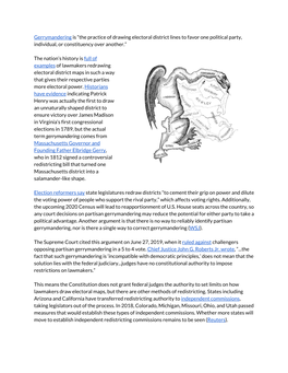 Gerrymandering​ Is “The Practice of Drawing Electoral District Lines to Favor One Political Party, Individual, Or Constitu