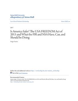 The USA FREEDOM Act of 2015 and What the FBI and NSA Have, Can, and Should Be Doing