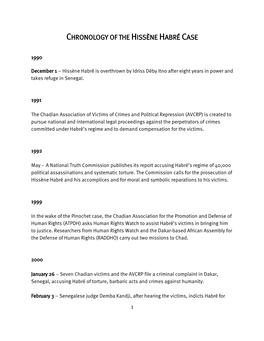 Chronology of the Hissène Habré Case