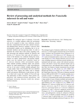 Review of Processing and Analytical Methods for Francisella Tularensis in Soil and Water