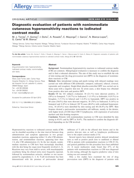 Diagnostic Evaluation of Patients with Nonimmediate Cutaneous Hypersensitivity Reactions to Iodinated Contrast Media M