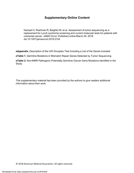 Assessment of Tumor Sequencing As a Replacement for Lynch Syndrome Screening and Current Molecular Tests for Patients with Colorectal Cancer