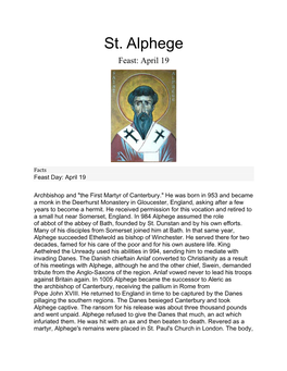 St. Alphege Feast: April 19