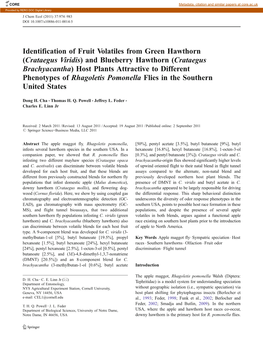 Identification of Fruit Volatiles from Green Hawthorn