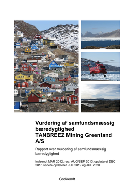 Godkendt Vurdering Af Samfundsmæssig Bæredygtighed TANBREEZ Mining Greenland A/S Side 2