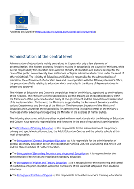 Administration and Governance at Central And/Or Regional Level