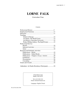 Lorne Falk CV - 1