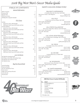 2008 Big West Men's Soccer Media Guide