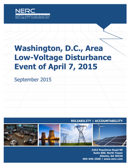 Washington, D.C., Area Low-Voltage Disturbance Event of April 7, 2015
