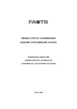 Productivity Commission Inquiry Into Broadcasting