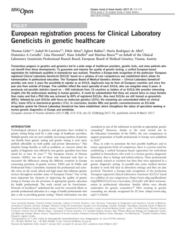 European Registration Process for Clinical Laboratory Geneticists in Genetic Healthcare