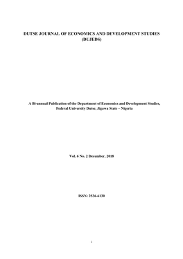 Dutse Journal of Economics and Development Studies (Dujeds)