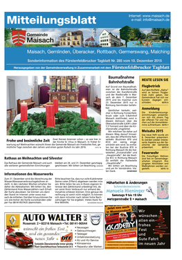 Mitteilungsblatt Dezember 2015