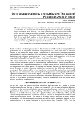 The Case of Palestinian Arabs in Israel Ismael Abu-Saad Ben-Gurion University of the Negev Abusaad@Bgu.Ac.Il